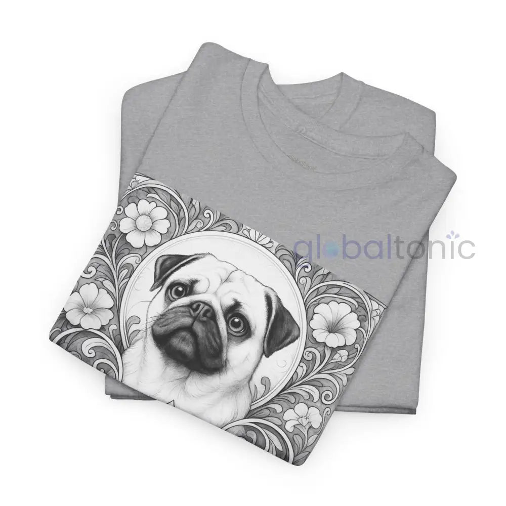 Pug Vintage Unisex Cotton Tee for Dog Lovers (Black & White) T-Shirt