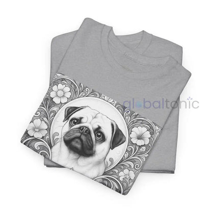 Pug Vintage Unisex Cotton Tee for Dog Lovers (Black & White) T-Shirt