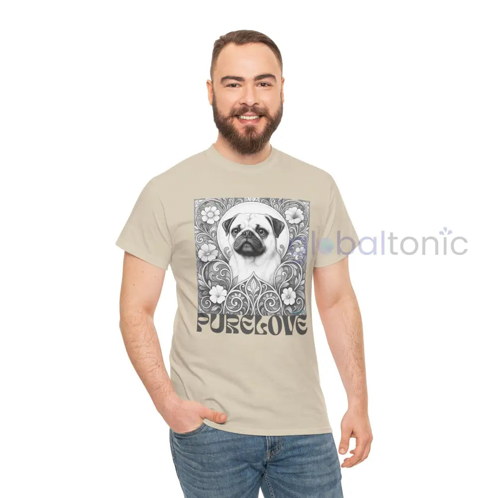 Pug Vintage Unisex Cotton Tee for Dog Lovers (Black & White) T-Shirt