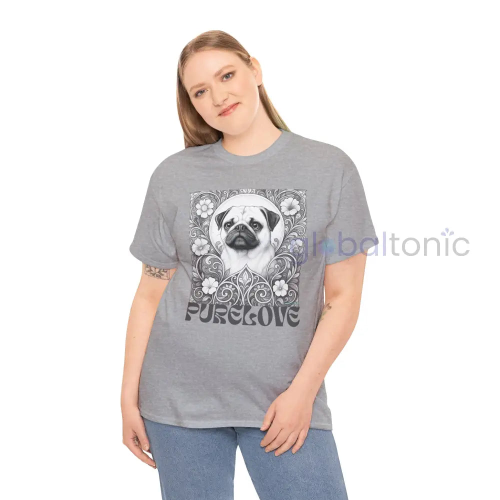 Pug Vintage Unisex Cotton Tee for Dog Lovers (Black & White) T-Shirt