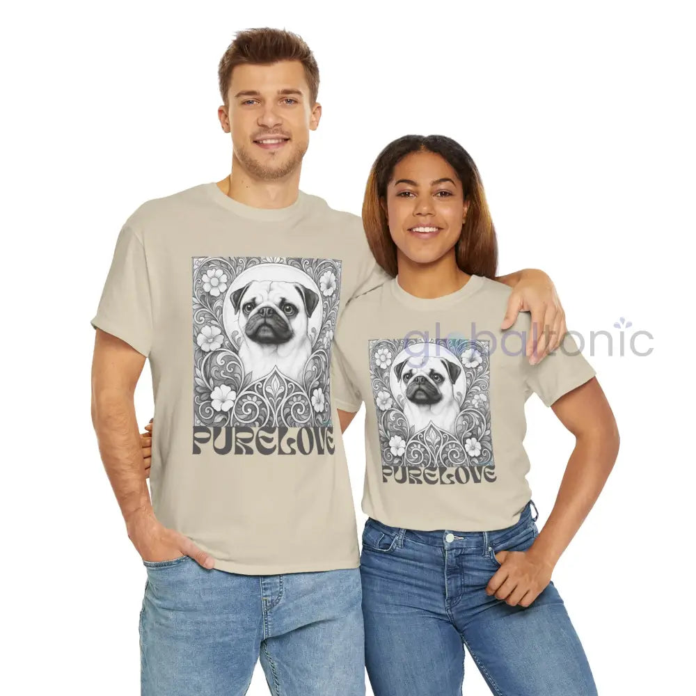 Pug Vintage Unisex Cotton Tee for Dog Lovers (Black & White) T-Shirt