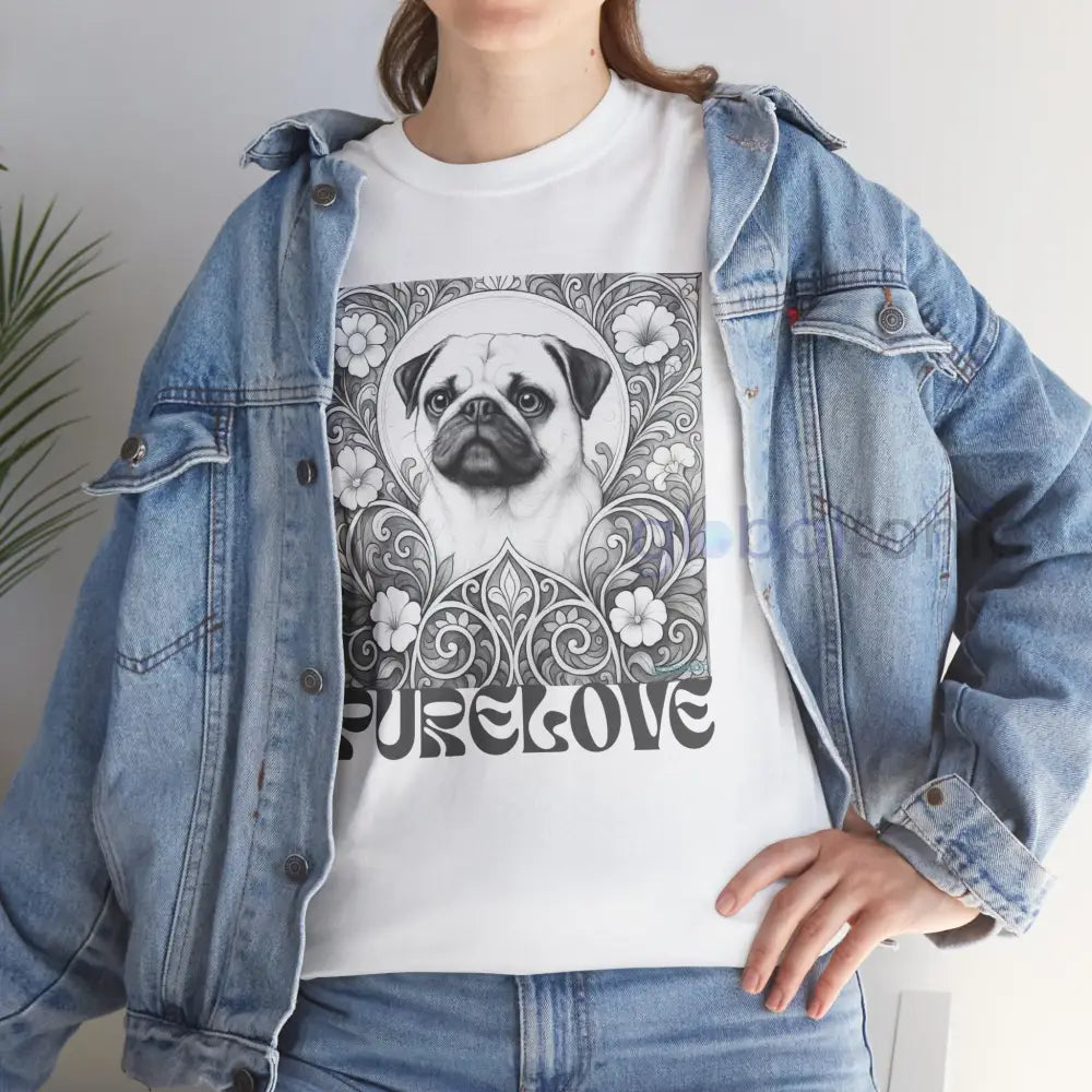 Pug Vintage Unisex Cotton Tee for Dog Lovers (Black & White) T-Shirt