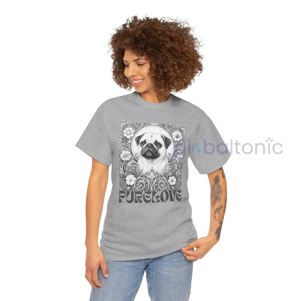 Pug Vintage Unisex Cotton Tee for Dog Lovers (Black & White) T-Shirt