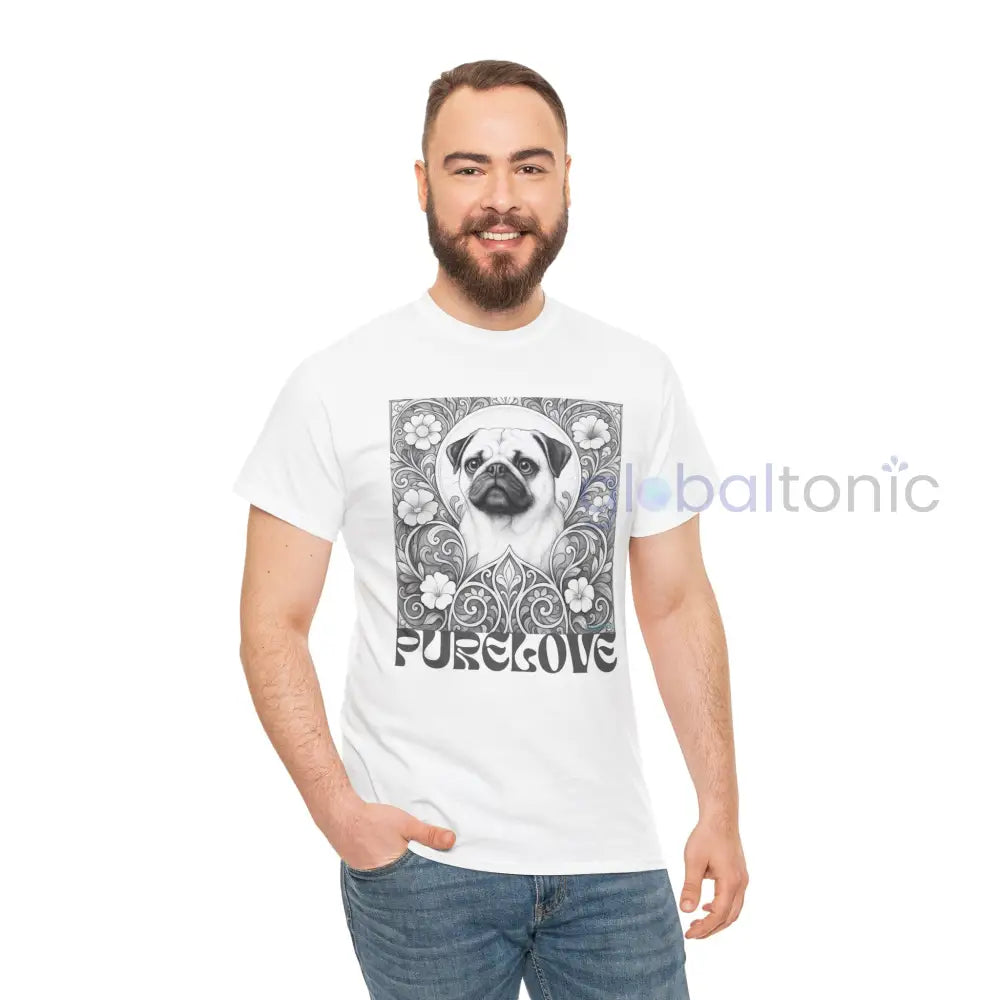 Pug Vintage Unisex Cotton Tee for Dog Lovers (Black & White) T-Shirt