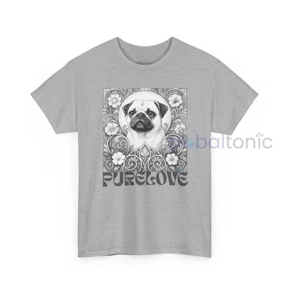 Pug Vintage Unisex Cotton Tee for Dog Lovers (Black & White) T-Shirt