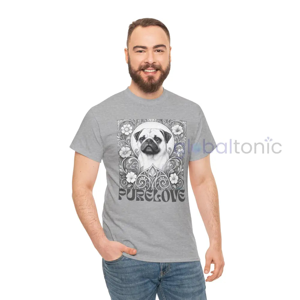 Pug Vintage Unisex Cotton Tee for Dog Lovers (Black & White) T-Shirt