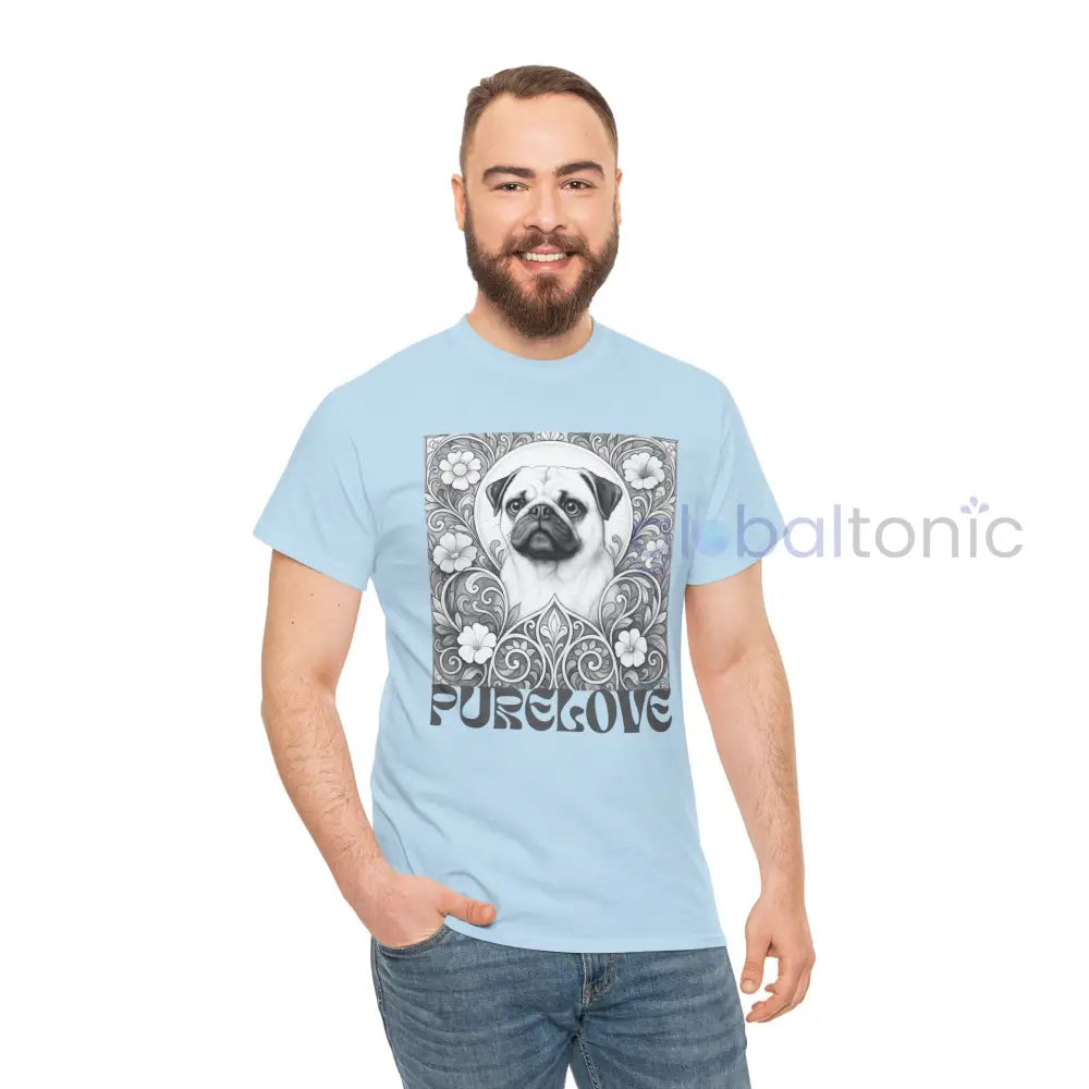 Pug Vintage Unisex Cotton Tee for Dog Lovers (Black & White) T-Shirt