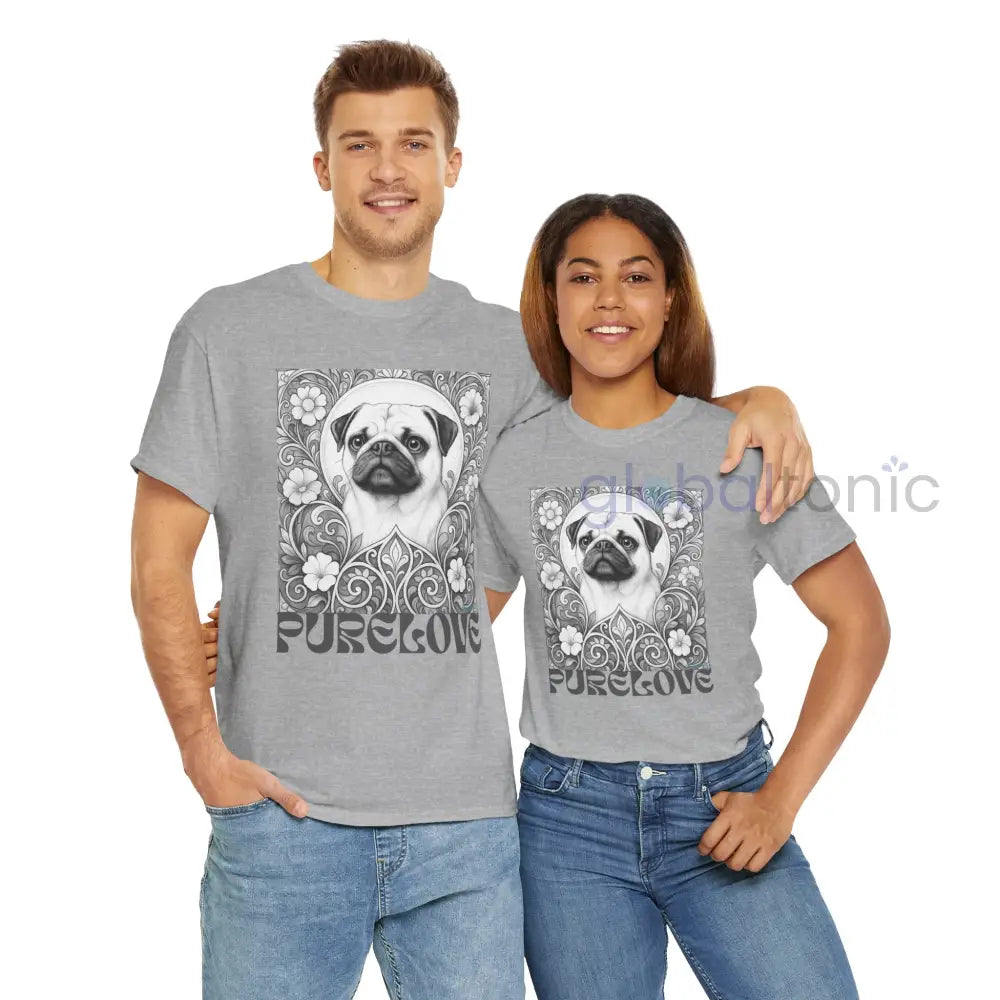 Pug Vintage Unisex Cotton Tee for Dog Lovers (Black & White) T-Shirt