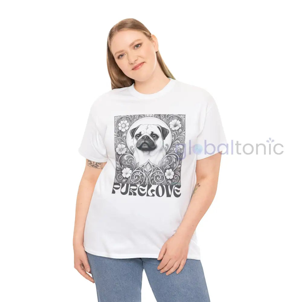 Pug Vintage Unisex Cotton Tee for Dog Lovers (Black & White) T-Shirt