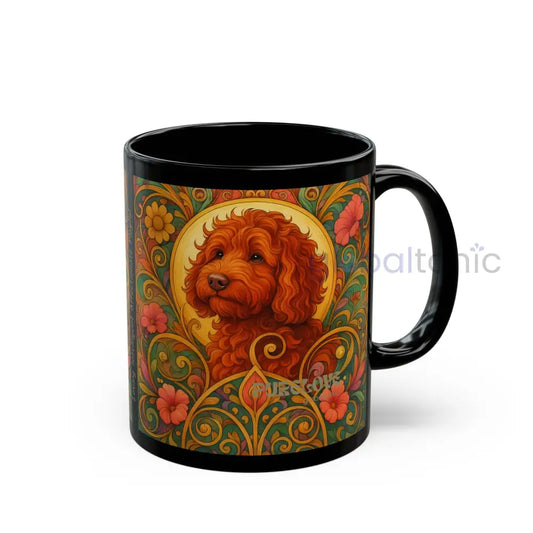 Red Cavapoo (Cavoodle) Dog Lover Black Mug – Vintage Pet Themed Cup for Gifts & Home Decor 11oz Mug