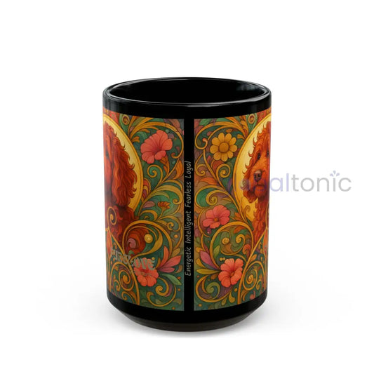 Red Cavapoo (Cavoodle) Dog Lover Black Mug – Vintage Pet Themed Cup for Gifts & Home Decor 15oz Mug