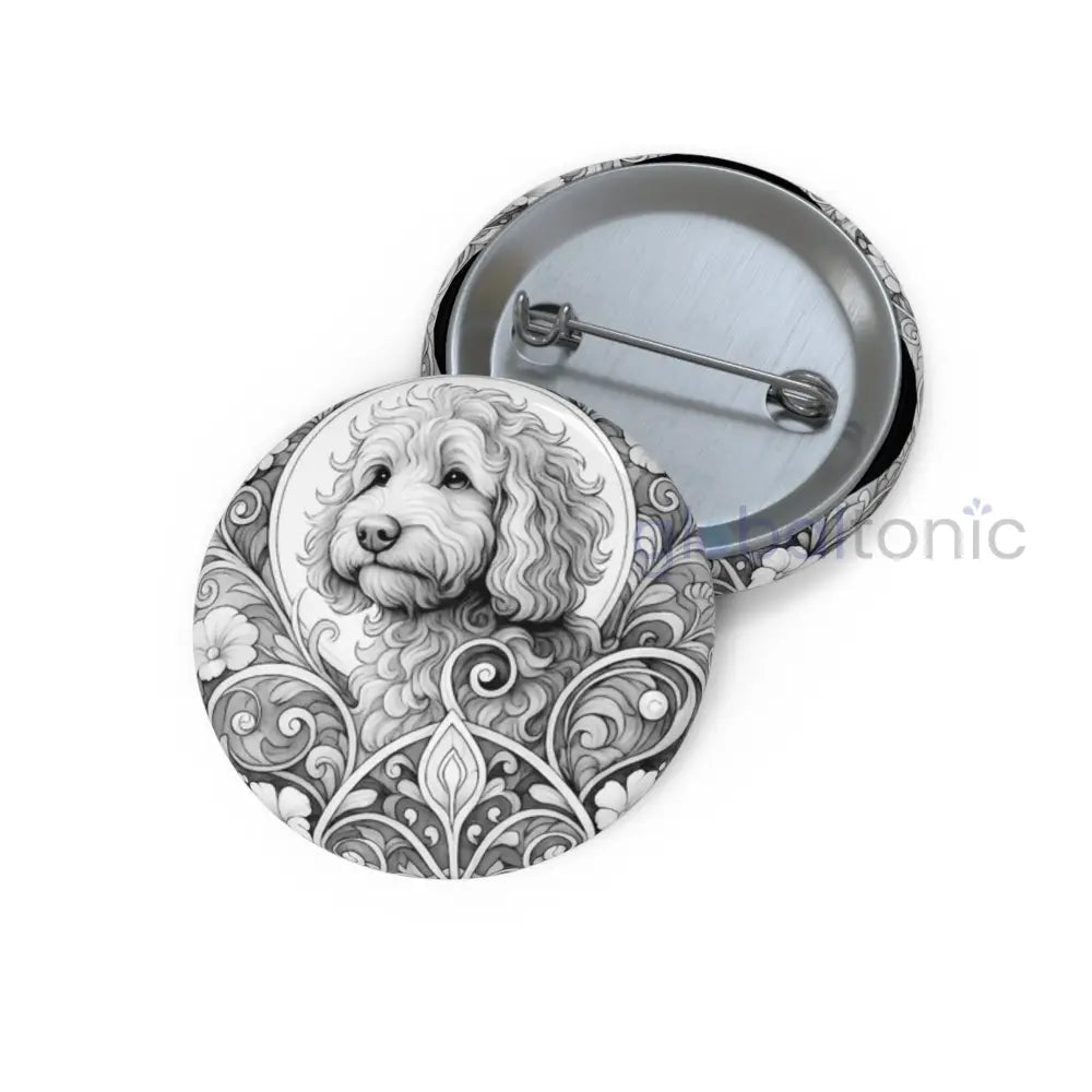 Red Cavapoo (Cavoodle) Dog Pin Button (Black & White) - Vintage Design Gift for Dog Lovers 1.25’’ Accessories