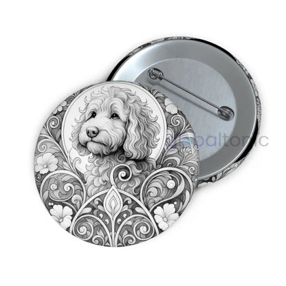 Red Cavapoo (Cavoodle) Dog Pin Button (Black & White) - Vintage Design Gift for Dog Lovers 2.25’’ Accessories