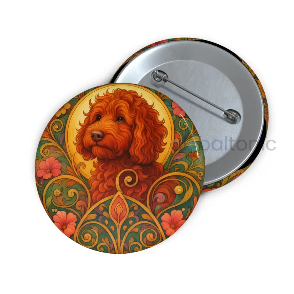 Red Cavapoo (Cavoodle) Dog Pin Button - Vintage Design Gift for Dog Lovers & Pet Owners 2.25’’ Accessories
