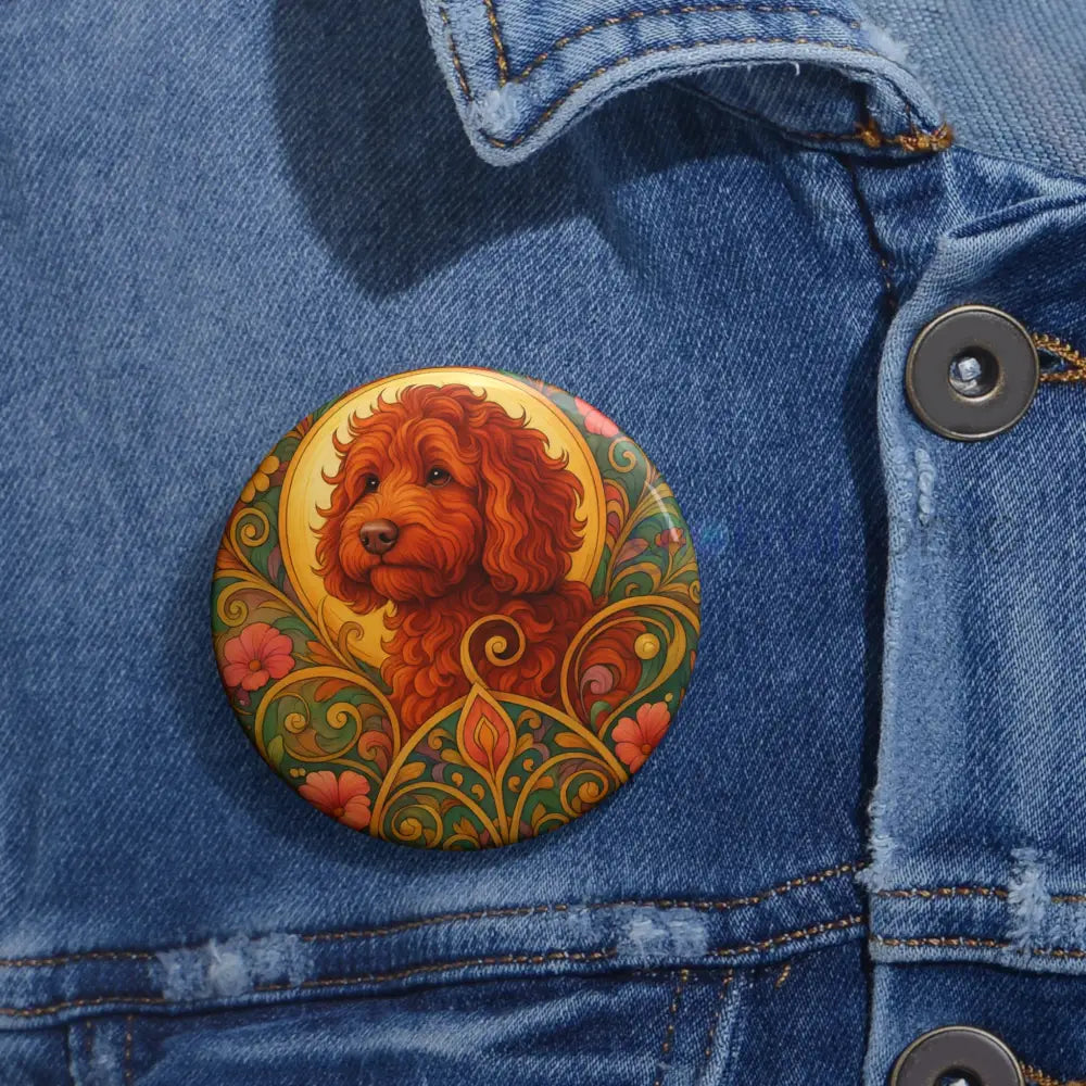 Red Cavapoo (Cavoodle) Dog Pin Button - Vintage Design Gift for Dog Lovers & Pet Owners Accessories