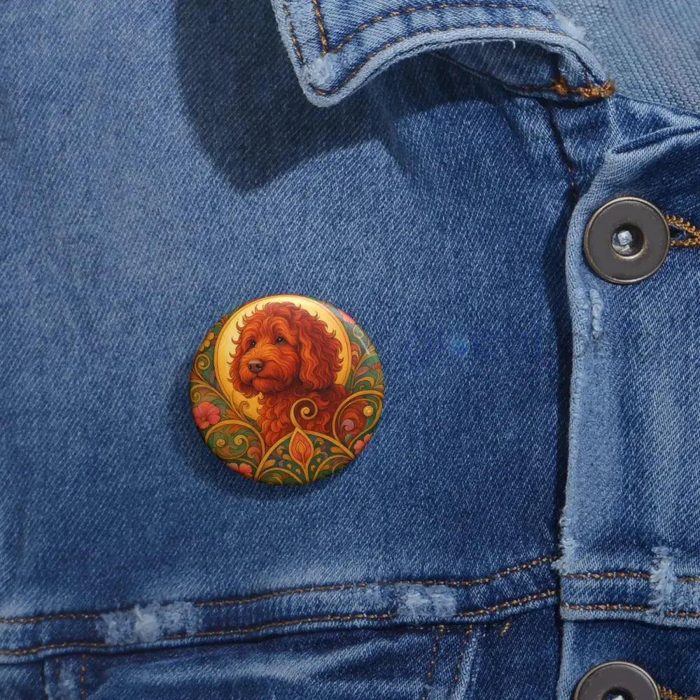 Red Cavapoo (Cavoodle) Dog Pin Button - Vintage Design Gift for Dog Lovers & Pet Owners Accessories