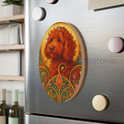 Red Cavapoo (Cavoodle) Custom Wooden Magnet Ornament – Christmas Decoration & Dog Lover Gift Oval / One Size Home Decor