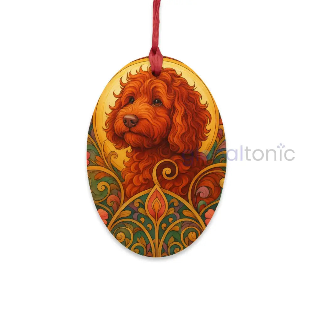 Red Cavapoo (Cavoodle) Custom Wooden Magnet Ornament – Christmas Decoration & Dog Lover Gift Oval / One Size Home Decor