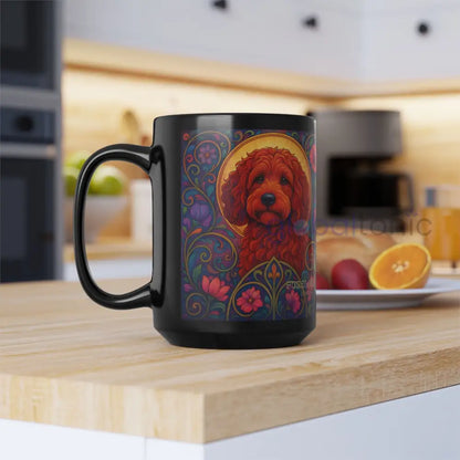 Red Cockapoo (Spoodle) Dog Lover Black Mug – Vintage Pet Themed Cup for Gifts & Home Decor Mug