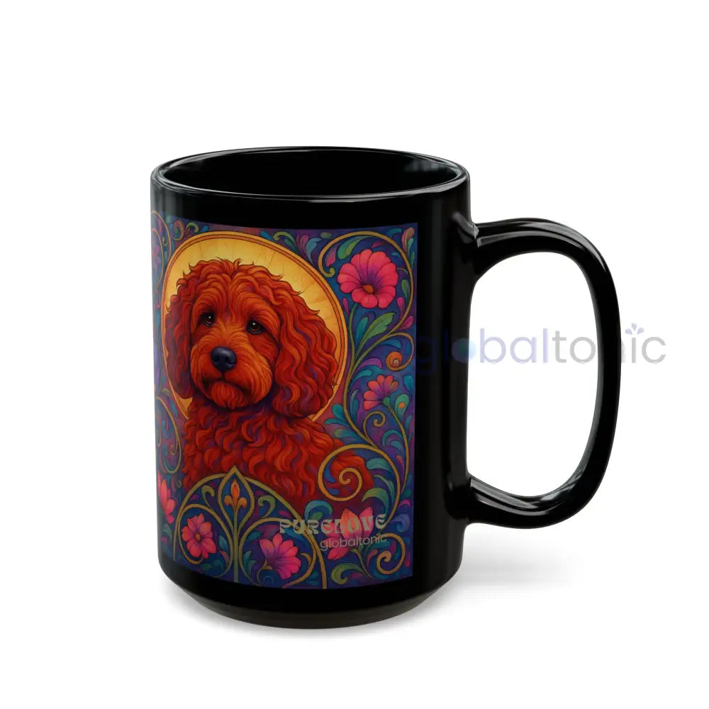 Red Cockapoo (Spoodle) Dog Lover Black Mug – Vintage Pet Themed Cup for Gifts & Home Decor Mug