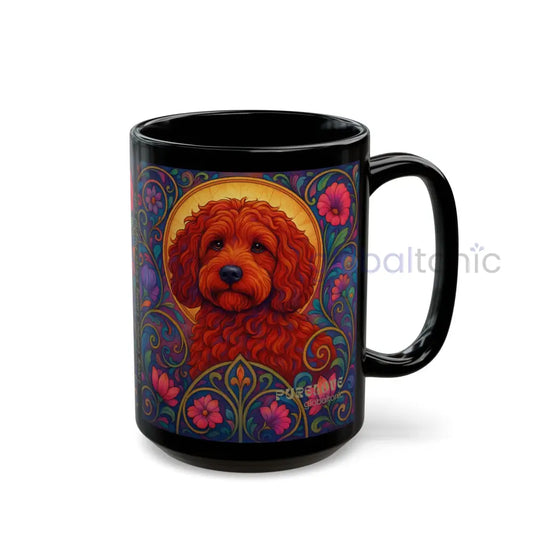 Red Cockapoo (Spoodle) Dog Lover Black Mug – Vintage Pet Themed Cup for Gifts & Home Decor 15oz Mug