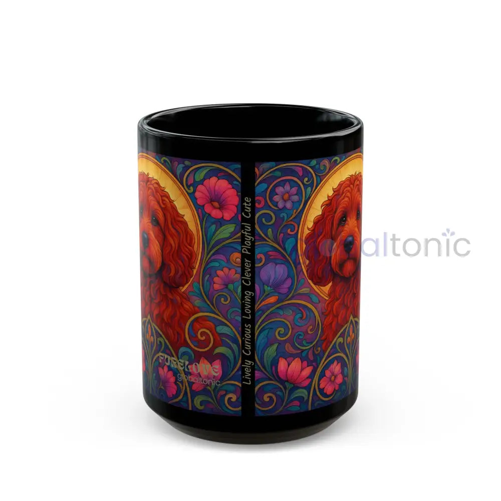 Red Cockapoo (Spoodle) Dog Lover Black Mug – Vintage Pet Themed Cup for Gifts & Home Decor 15oz Mug
