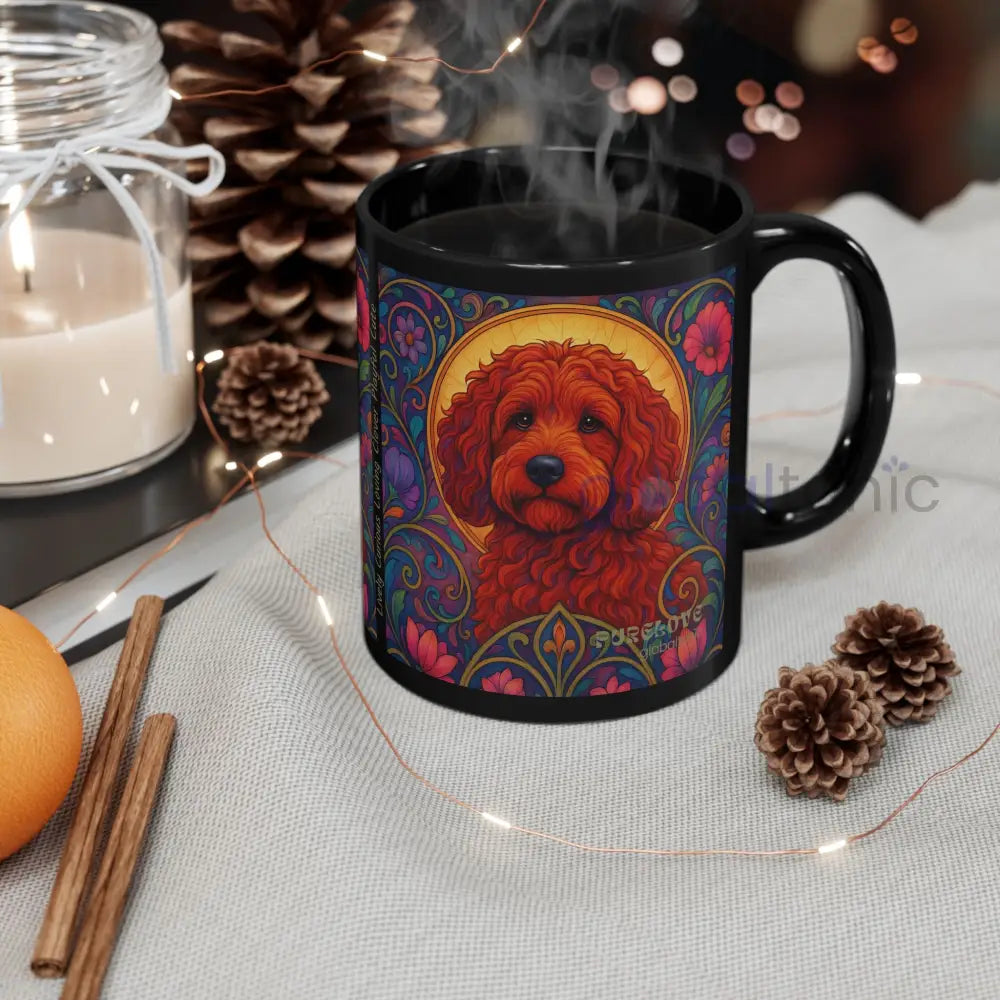 Red Cockapoo (Spoodle) Dog Lover Black Mug – Vintage Pet Themed Cup for Gifts & Home Decor Mug