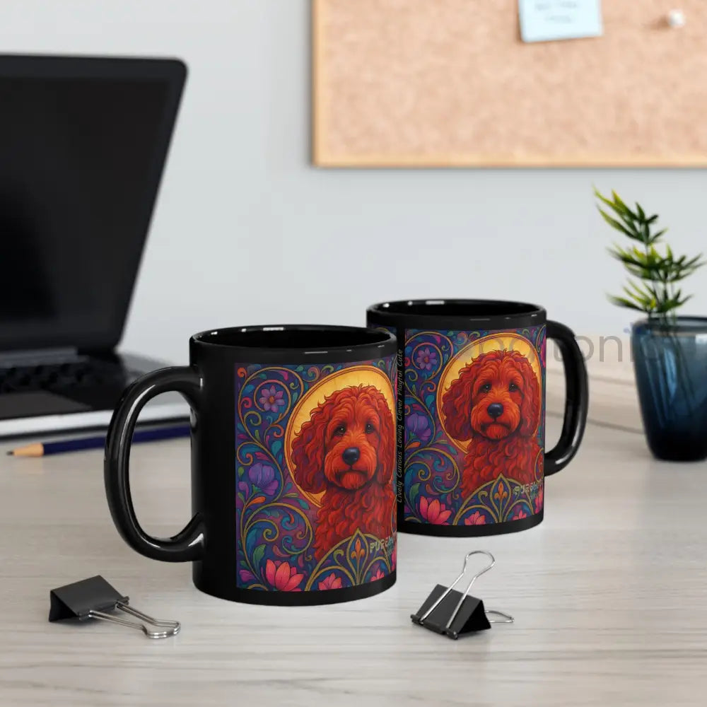 Red Cockapoo (Spoodle) Dog Lover Black Mug – Vintage Pet Themed Cup for Gifts & Home Decor Mug