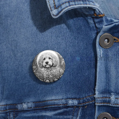 Red Cockapoo (Spoodle) Dog Pin Button (Black & White) - Vintage Design Gift for Dog Lovers Accessories