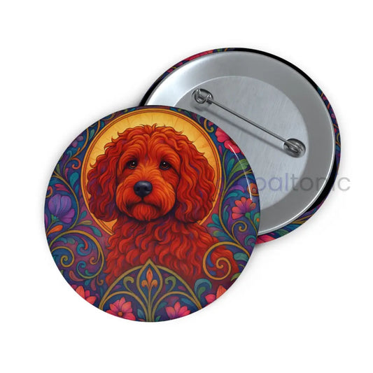 Red Cockapoo (Spoodle) Dog Pin Button - Vintage Design Gift for Dog Lovers 2.25’’ Accessories