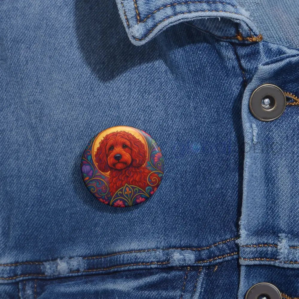 Red Cockapoo (Spoodle) Dog Pin Button - Vintage Design Gift for Dog Lovers Accessories