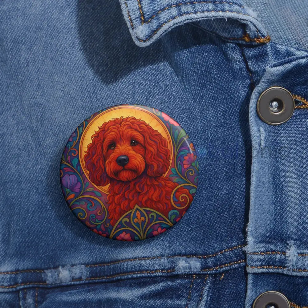 Red Cockapoo (Spoodle) Dog Pin Button - Vintage Design Gift for Dog Lovers Accessories