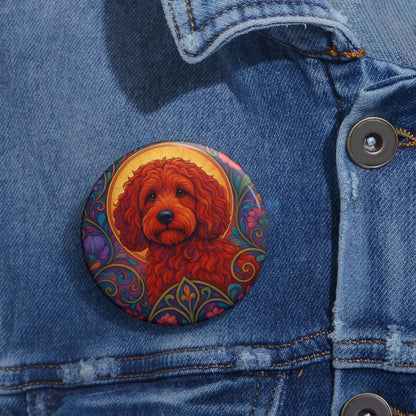 Red Cockapoo (Spoodle) Dog Pin Button - Vintage Design Gift for Dog Lovers Accessories