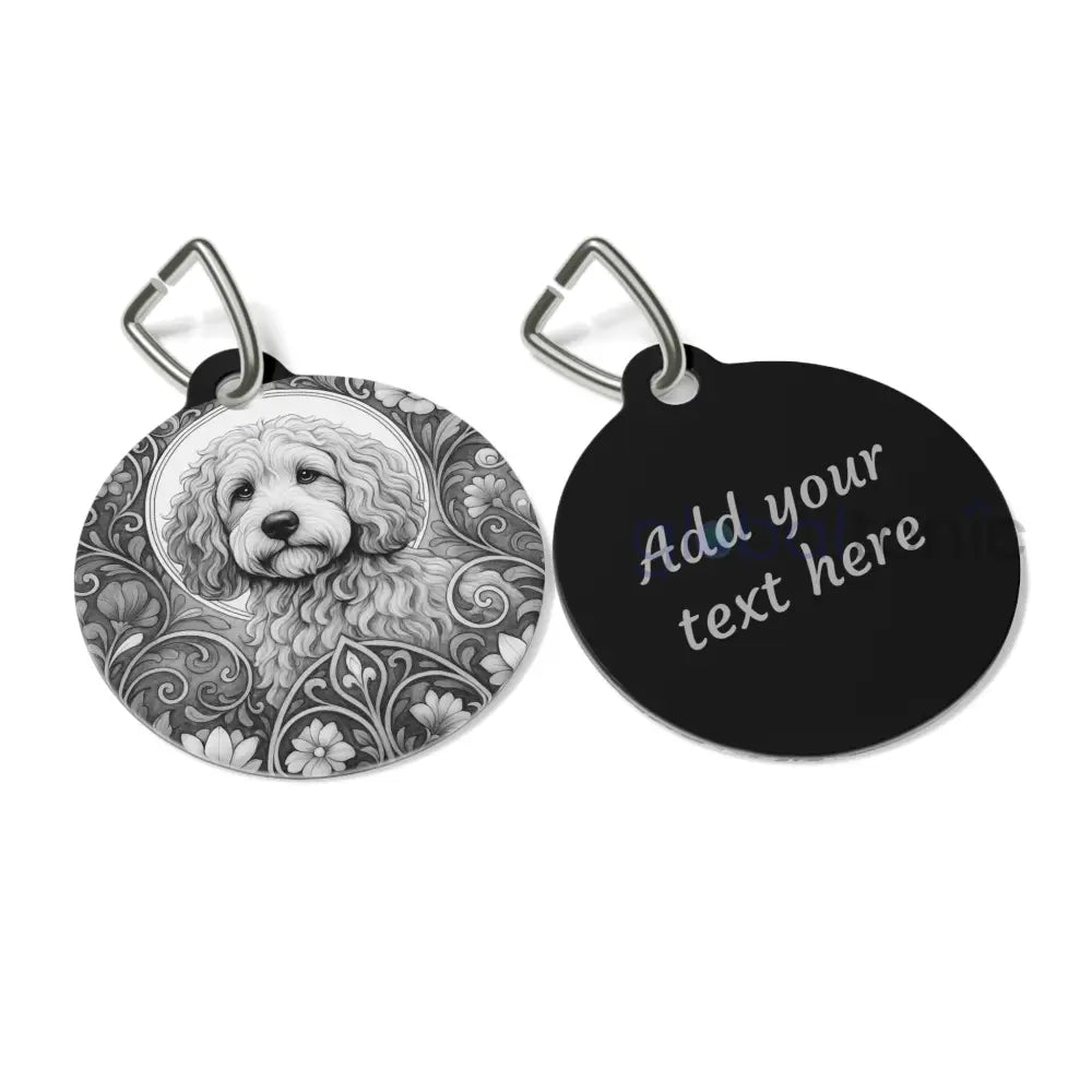 Red Cockapoo (Spoodle) Dog Tag (Black & White) - Vintage Design Gift for Dog Lovers & Pet Owner 1’’ Pets