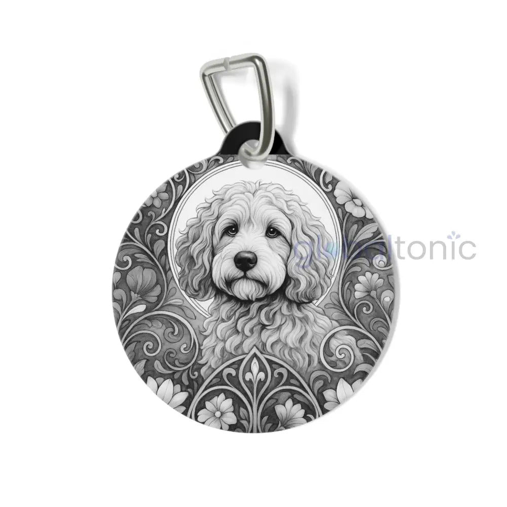 Red Cockapoo (Spoodle) Dog Tag (Black & White) - Vintage Design Gift for Dog Lovers & Pet Owner 1’’ Pets