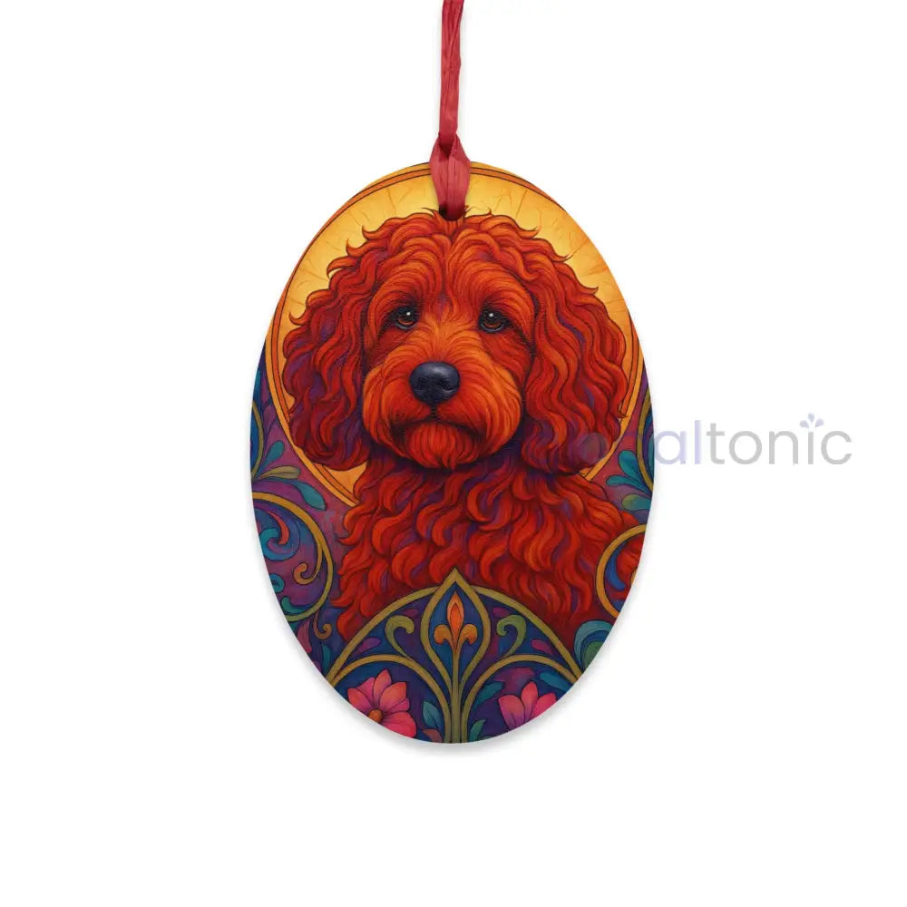 Red Cockapoo (Spoodle) Magnetic Wooden Ornament – Christmas Decoration & Dog Lover Gift Oval / One Size Home Decor