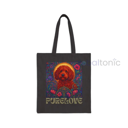 Red Cavoodle Cockapoo Vintage Dog Lovers Cotton Canvas Tote Bag - Unique Artistic Durable Black / 15’’ x 16’’ Bags