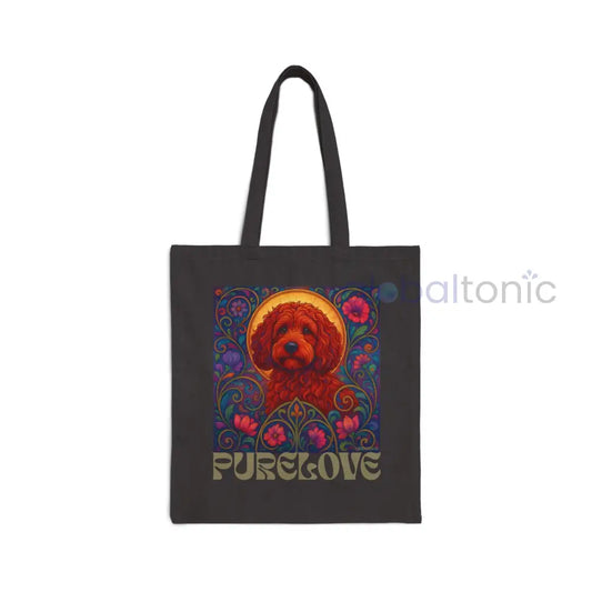 Red Cavoodle Cockapoo Vintage Dog Lovers Cotton Canvas Tote Bag - Unique Artistic Durable Black / 15’’ x 16’’ Bags