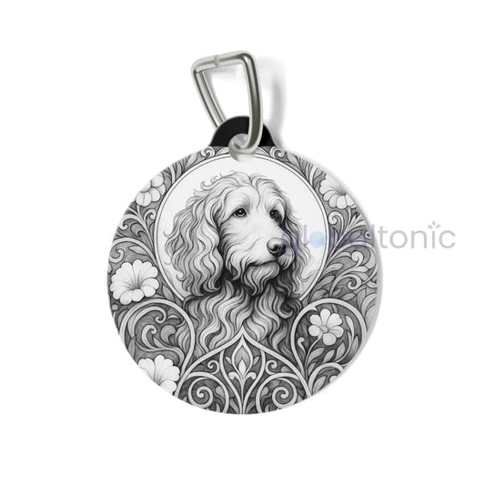 Red Goldendoodle Dog Tag (Black & White) - Vintage Design Gift for Dog Lovers & Pet Owners 1’’ Pets