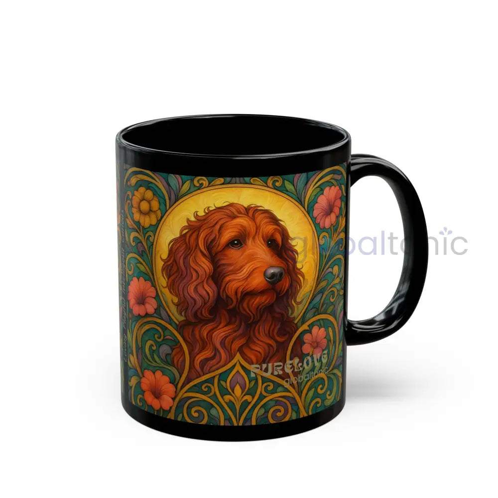 Red Goldendoodle (Groodle) Dog Black Mug – Vintage Pet Themed Cup for Gifts & Home Decor 11oz Mug