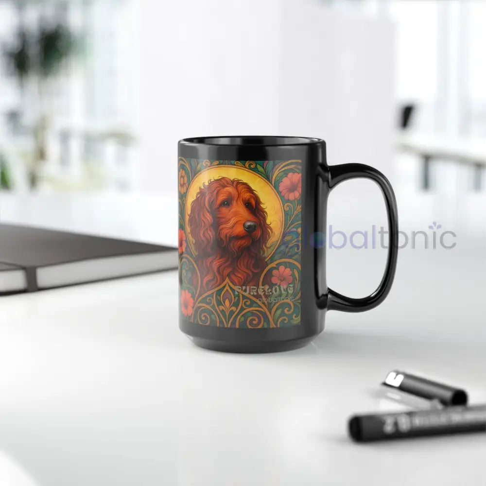 Red Goldendoodle (Groodle) Dog Black Mug – Vintage Pet Themed Cup for Gifts & Home Decor Mug