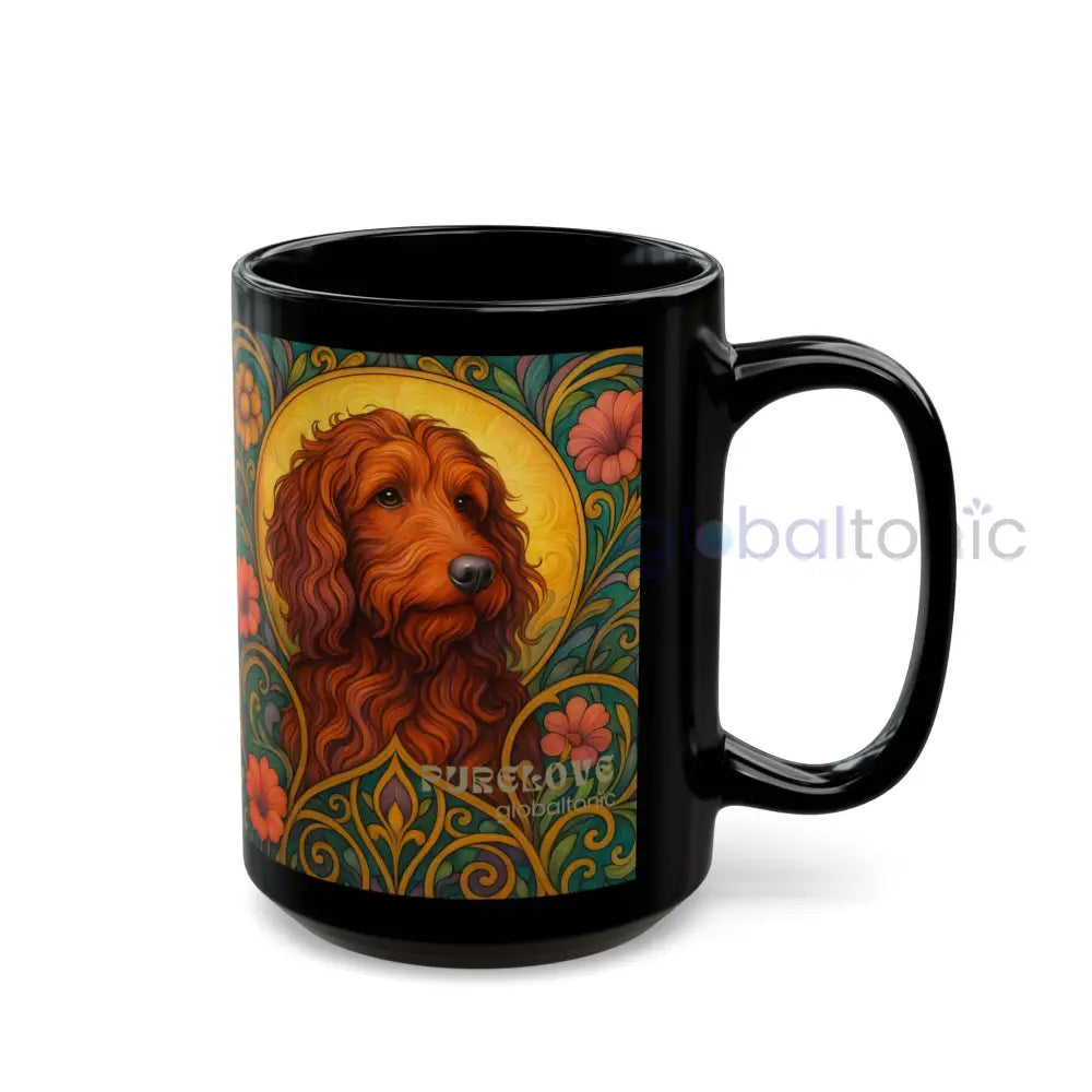 Red Goldendoodle (Groodle) Dog Black Mug – Vintage Pet Themed Cup for Gifts & Home Decor Mug