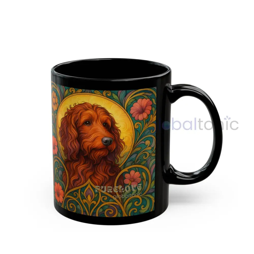 Red Goldendoodle (Groodle) Dog Black Mug – Vintage Pet Themed Cup for Gifts & Home Decor Mug