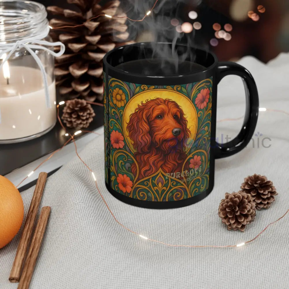 Red Goldendoodle (Groodle) Dog Black Mug – Vintage Pet Themed Cup for Gifts & Home Decor Mug