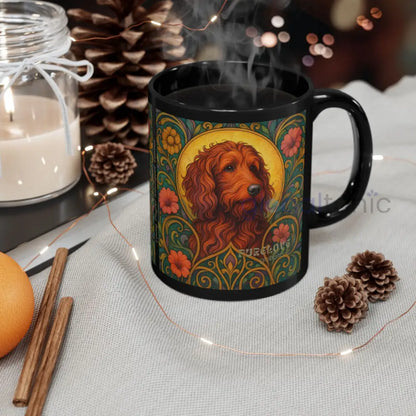 Red Goldendoodle (Groodle) Dog Black Mug – Vintage Pet Themed Cup for Gifts & Home Decor Mug