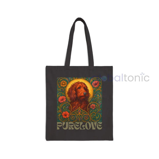 Red Goldendoodle (Groodle) Vintage Dog Lovers Cotton Canvas Tote Bag - Unique Artistic Durable Black / 15’’ x 16’’ Bags