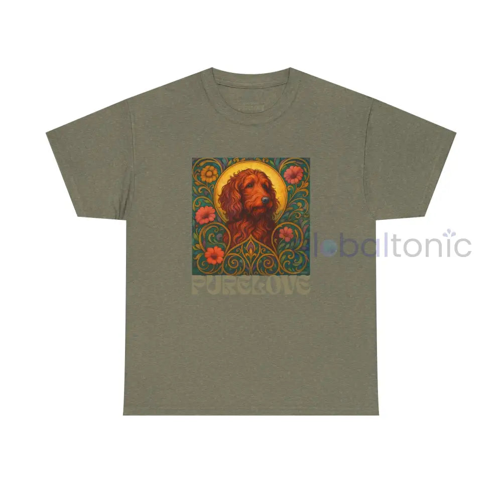 Red Goldendoodle (Groodle) Vintage Graphic T-Shirt – Unisex Cotton Tee for Dog Lovers Heather Military Green / S T-Shirt