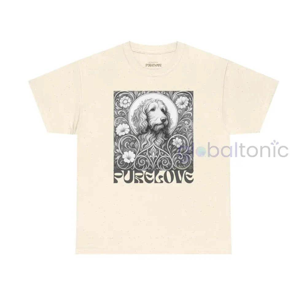 Red Goldendoodle (Groodle) Vintage Unisex Cotton Tee for Dog Lovers (Black & White) Natural / S T-Shirt