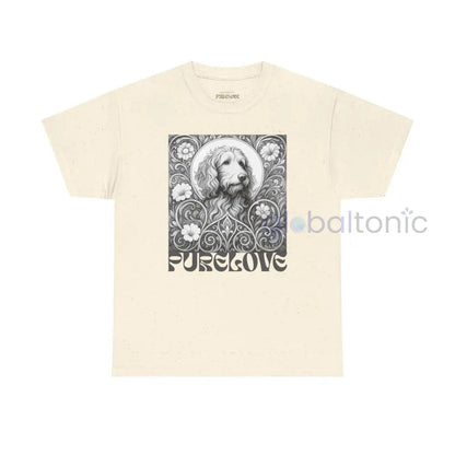 Red Goldendoodle (Groodle) Vintage Unisex Cotton Tee for Dog Lovers (Black & White) Natural / S T-Shirt