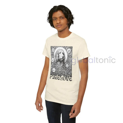 Red Goldendoodle (Groodle) Vintage Unisex Cotton Tee for Dog Lovers (Black & White) T-Shirt